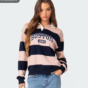 Edikted Striped Boston Rugby Polo NWT Size XS